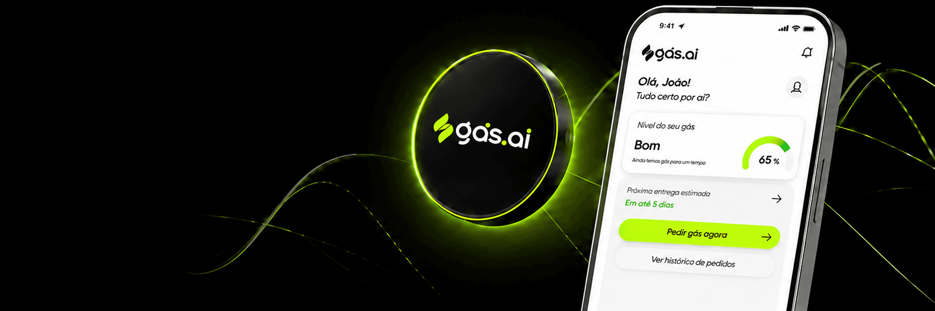 Medidor inteligente Gás Aí com app no celular